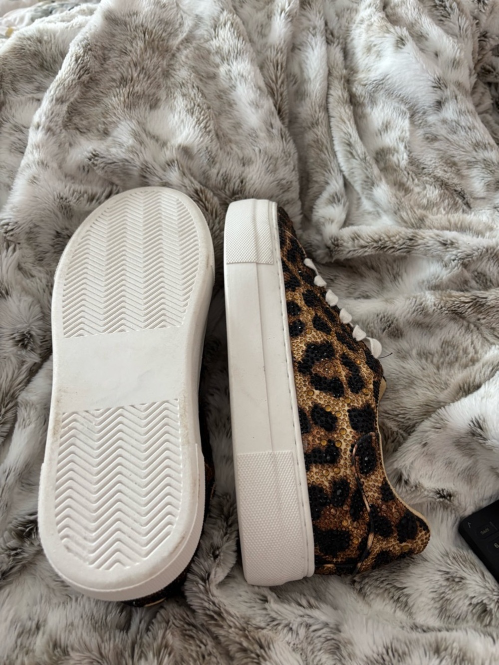 Betsey Johnson Leopard Sequin Sneakers in Black, Brown, Gold - Picture 2 of 2